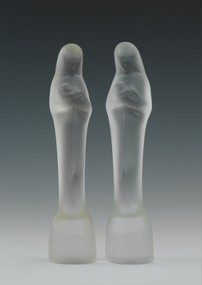 Two Leerdam Frosted Glass Figures 13344c