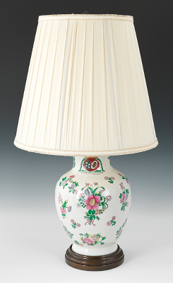A Porcelain Vase Lamp with Polychrome