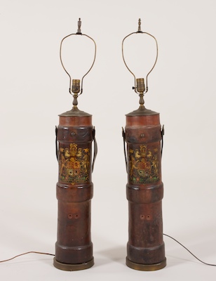 A Pair of Leather Fire Bucket Lamps 13345f