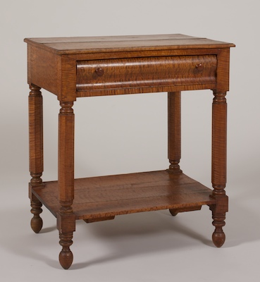 A Tiger Maple Side Table with Drawer