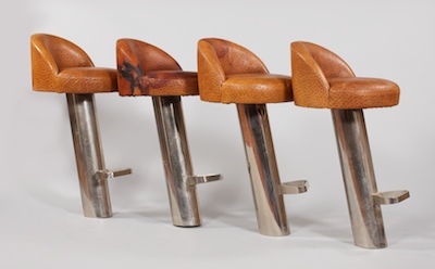 Four Karl Springer Modern Bar Stools