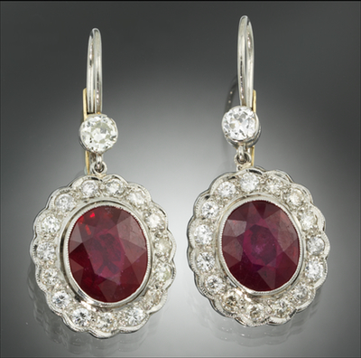 A Pair of Ruby and Diamond Earrings 1334da