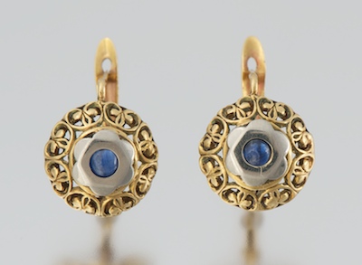 A Pair of Gold and Sapphire Earrings