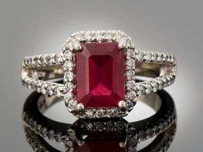 A Ladies' Diamond and Red Gemstone