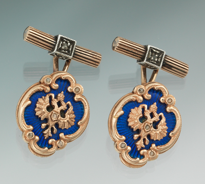 A Pair of Russian Enameled Diamond 13350c