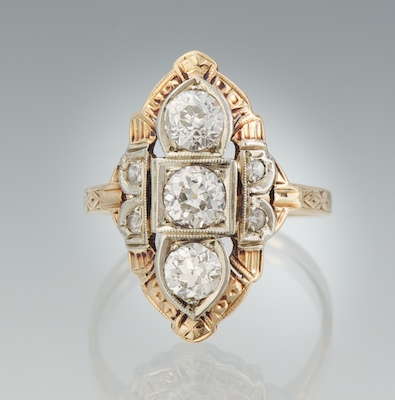 An Art Deco Diamond Ring 14k yellow 13350e