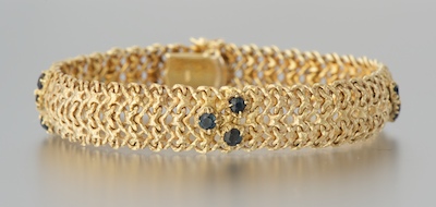 A Ladies Gold and Sapphire Bracelet 133553