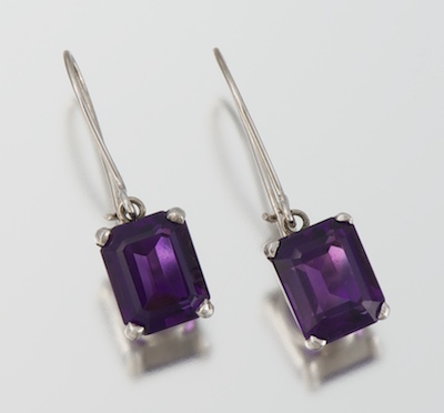 A Pair of Ladies Amethyst Earrings 133557