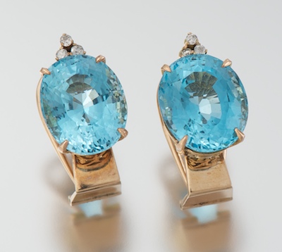 A Pair of Blue Topaz and Diamond 133567