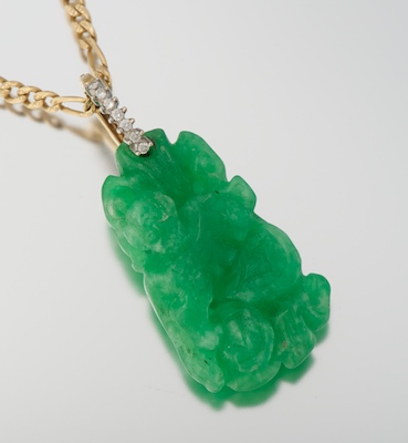 A Carved Jade Diamond and Gold 133573