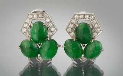 An Art Deco Style Jadeite Pair