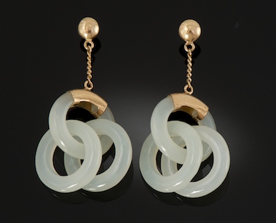 A Pair of Carved Jade Earrings 133575