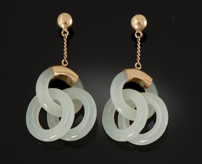 A Pair of Carved Jade Earrings