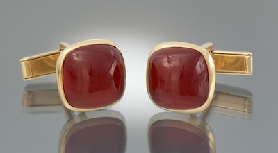 A Pair of Carnelian and 14k Gold