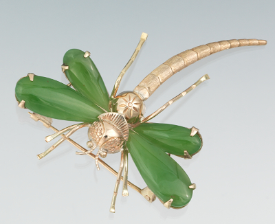 A Ladies' Hardstone Dragonfly Brooch