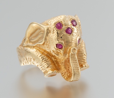 A Ladies' Gold and Ruby Elephant