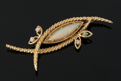 A Ladies' White Opal Brooch Tested