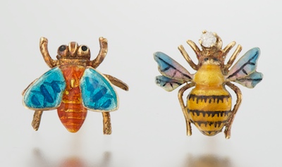 Two 14k Gold and Enamel Insect