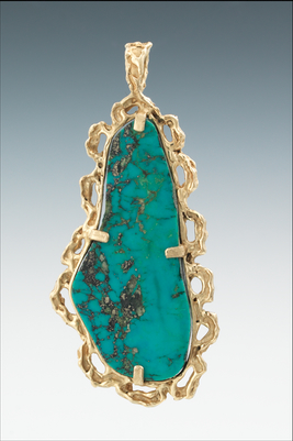 A Large 14k Gold and Turquoise