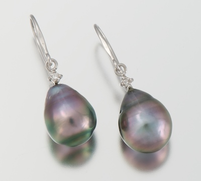 A Pair of Tahitian Pearl and Diamond 1335a8