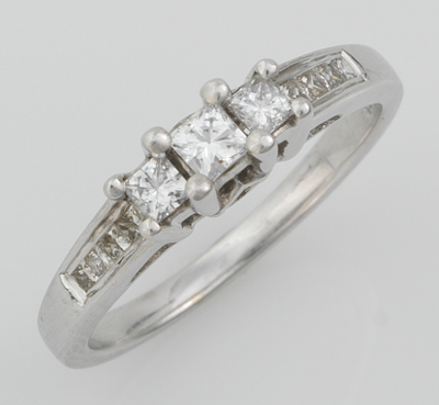 A Ladies Princess Cut Diamond Ring