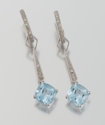 A Pair of Blue Topaz and Diamond