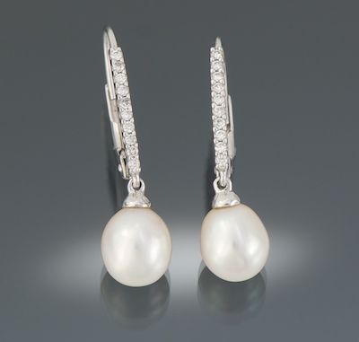A Pair of Ladies Pearl and Diamond 1335c6