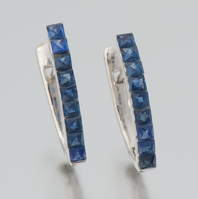 A Pair of Blue Sapphire Earrings