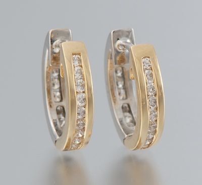 A Pair of Two Tone Gold and Diamond 1335db