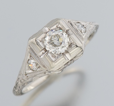 An Art Deco Diamond Ring 14k white 1335fe