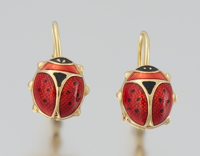 A Pair of Ladybug Earrings 14k 133607