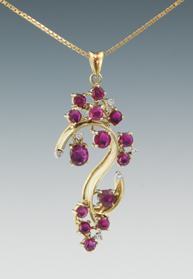 A Ladies Ruby and Diamond Pendant 133602