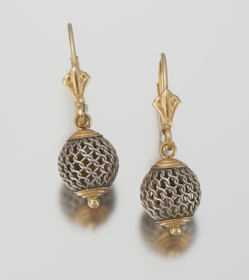 A Pair of Ladies Gold Wire Ball 13360c