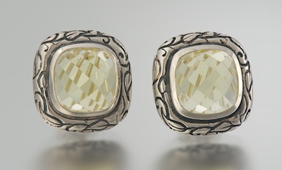 A Pair of Sterling Silver and Citrine