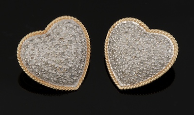 A Pair of Diamond Heart Earrings 133647
