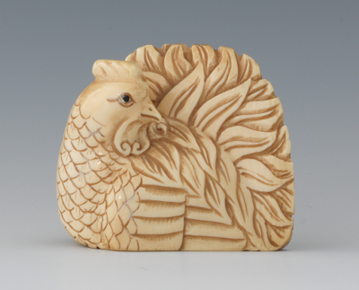 A Carved Ivory Netsuke of a Rooster 133657