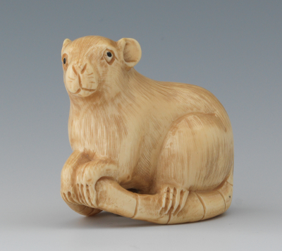 A Carved Ivory Netsuke of a Rat