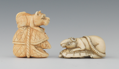 Two Carved Ivory Animal Netsuke