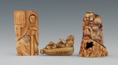 A Group of Three Carved Ivory and 133661