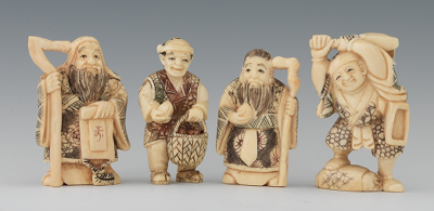 A Group of Four Carved Ivory Figural 133664