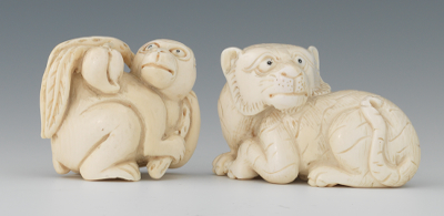 Two Carved Ivory Animal Netsuke 13365c