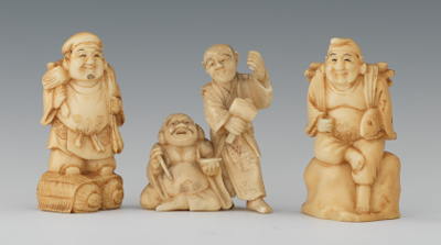 A Group of Three Carved Ivory Okimonos 13366c