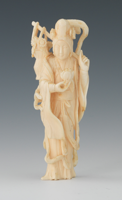 A Carved Ivory Figurine of a Maiden