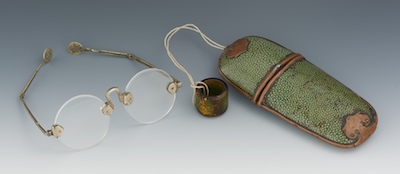 A Shagreen Eyeglass Case with Spectacles 133695