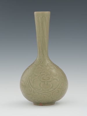 A Longquan Vase with Floral Decoration