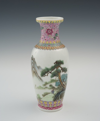 A Rose Famille Porcelain Vase Apprx  1336eb