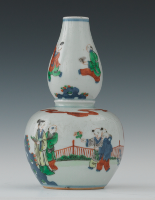 A Chinese Double Gourd Vase Hand decorated