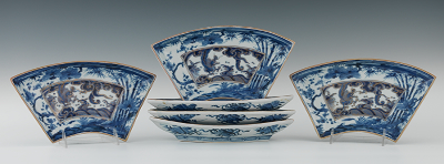 Six Blue White Porcelain Fan 133706