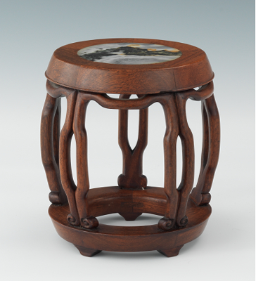 A Carved wood and Agate Stand Barrel