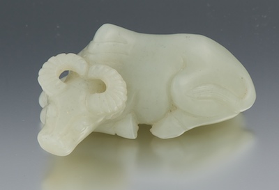 A Carved Jade Recumbent Ox Apprx.
